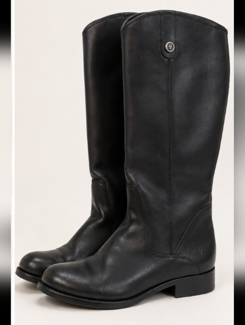 FRYE Melissa Button 2, Riding Boots, Black Leather, Size 8M